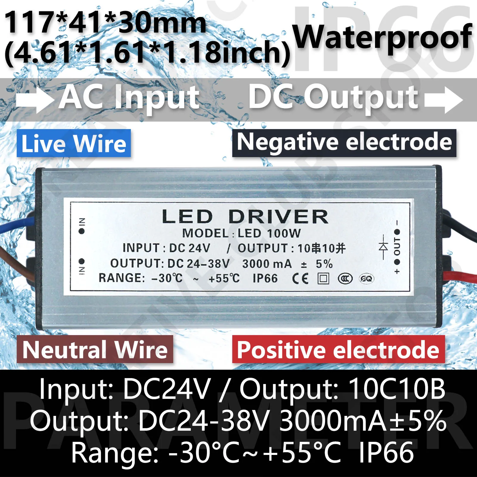 LED Driver Power Supply AC/DC 12V 24V to DC 300mA 600mA 900mA 1200mA 1500mA 3000mA IP66 Lighting Transformers Converter Light