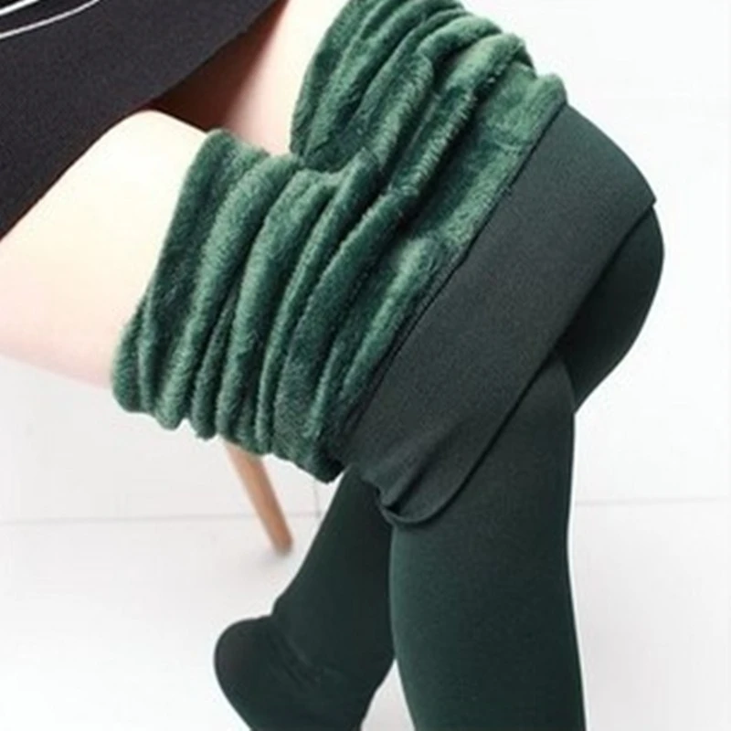 طماق النساء الخريف والشتاء عالية الخصر السراويل المتكاملة اللؤلؤ الصوف طماق الصوف سميكة السراويل الحرارية القدم #3