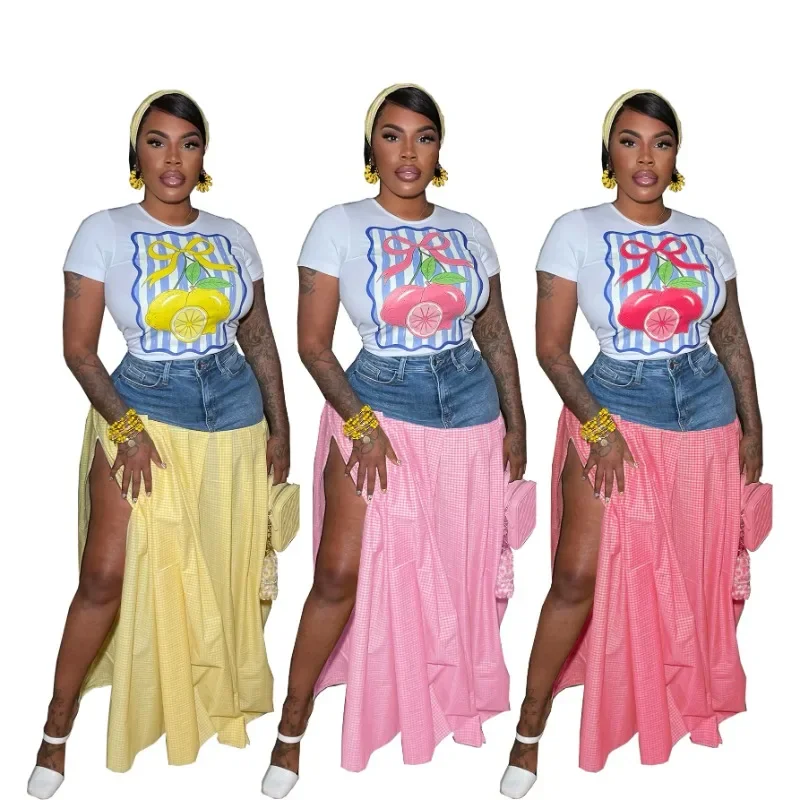 

Женский комплект из 2 предметов Dashiki, африканская одежда, лето-осень, новая мода, топ с короткими рукавами и юбка, костюм для вечеринок, женские одинаковые комплекты