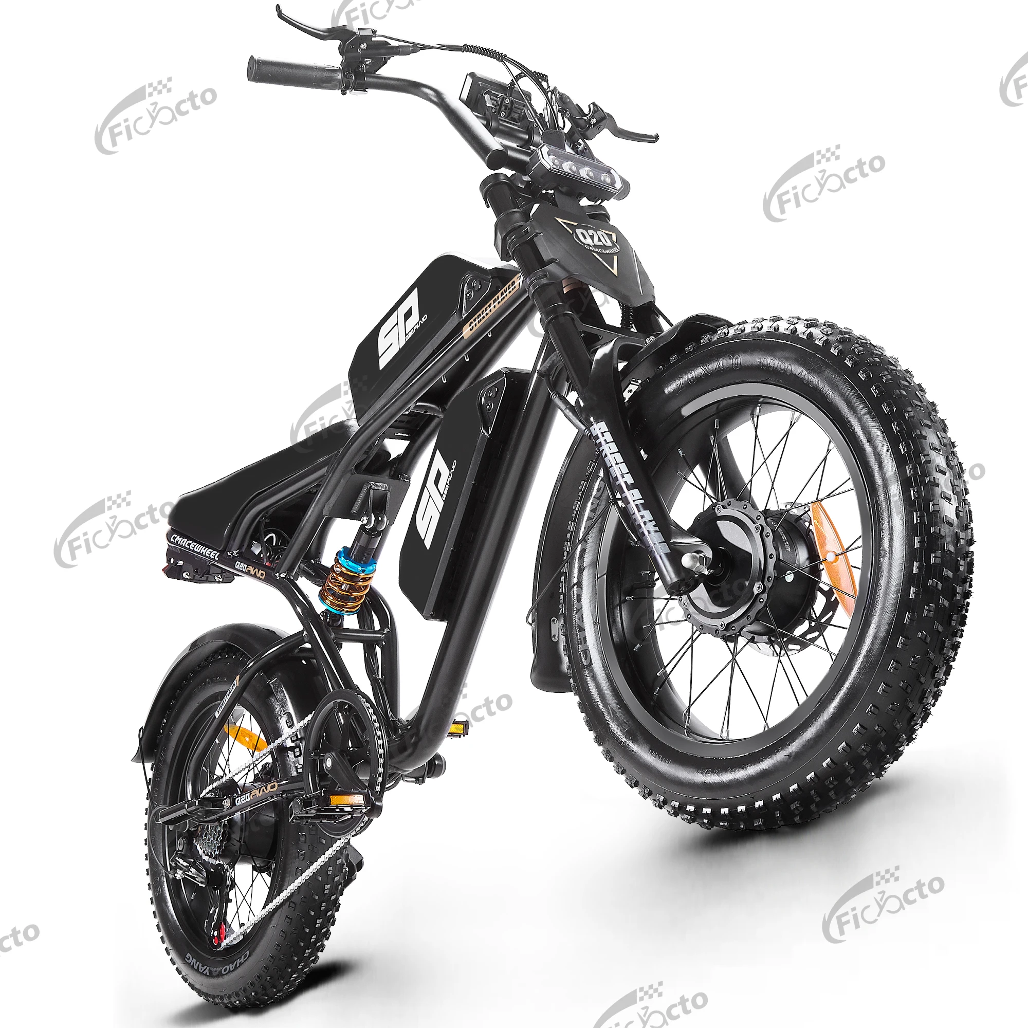 Bicicleta eléctrica para adultos de 20 pulgadas, 48 V, 40 Ah, con doble motor, suspensión delantera y trasera, neumáticos anchos 4.0, bicicleta eléctrica de montaña.