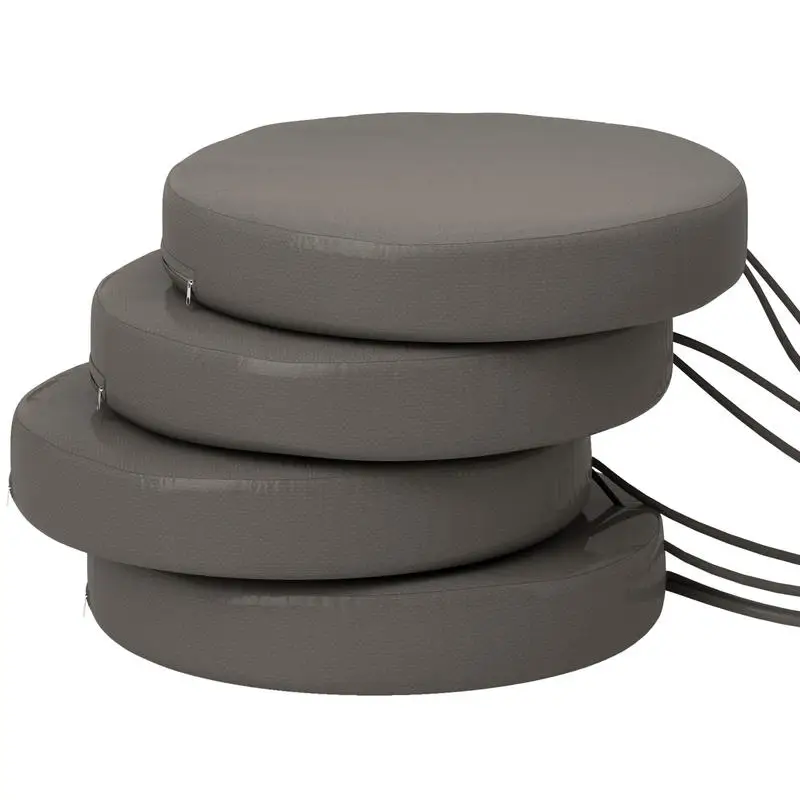 

Patio Chair Cushions Set of 4 Round Seat Cushions for Dining Bistro Chairs Machine Washable, 15" x 15" x 3", Dark Gray