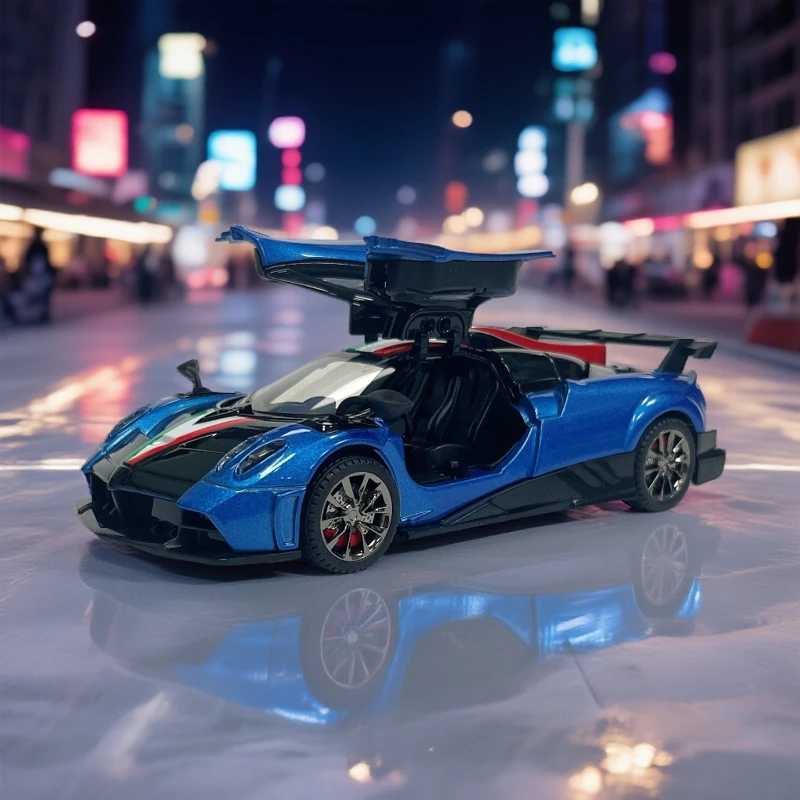 

Модель спортивного автомобиля Huayra Imola из сплава, масштаб 1:32, литые металлические гоночные машинки, модель автомобиля со звуком и светом, детские игрушки, подарки
