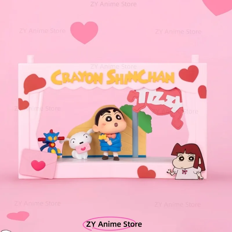 Crayon Shin-chan Living OwSeries Mystery Blind Box Scene, Jouets faits à la main, Décoration de bureau, Boîte surprise, Cadeau de vacances