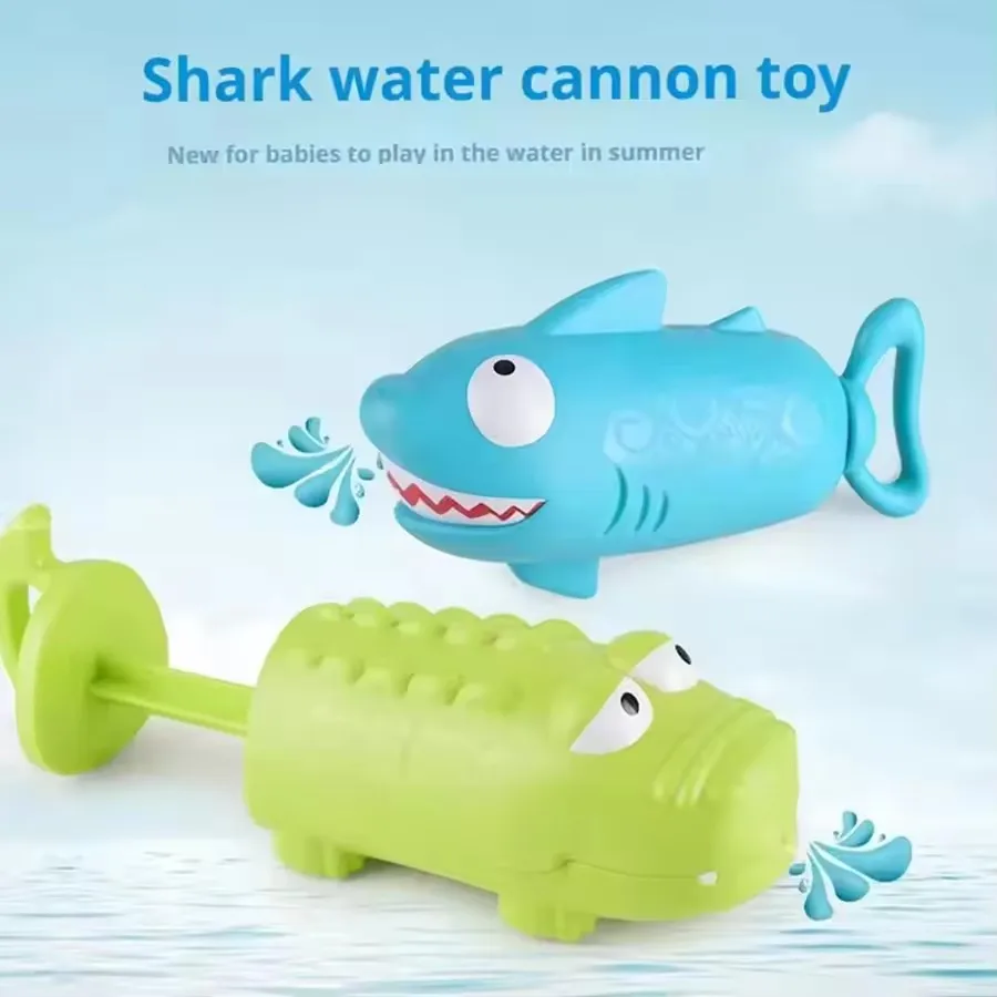 Kids Pull-Out Water Gun Toys for Children Shark Cartoon Design Summer Play Beach Watergun Sprinkler Bath Room Outdoors Toys