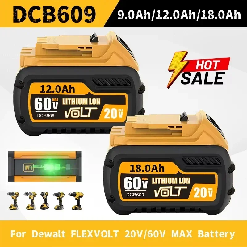 18Ah Replacement Battery For DeWalt 20V/60V MAX Li-ion Battery For DeWalt DCB547-XJ DCB200 DCB201 For Flexvolt Tool Batteries