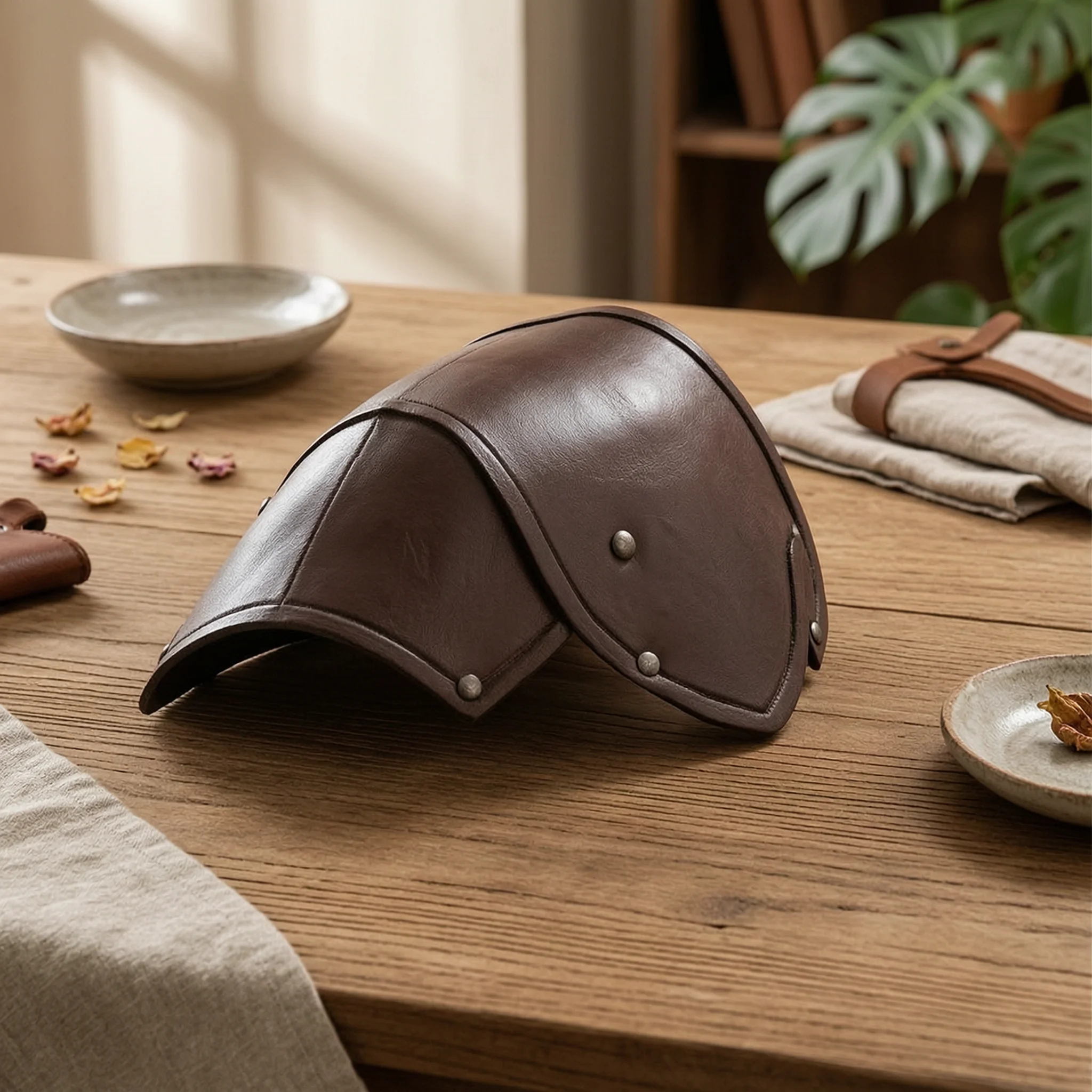 Leather Protective Gear with Shoulder Guards Structured Medieval Breastplate Lightweight Costume Vintage for Cosplayers, LARP
