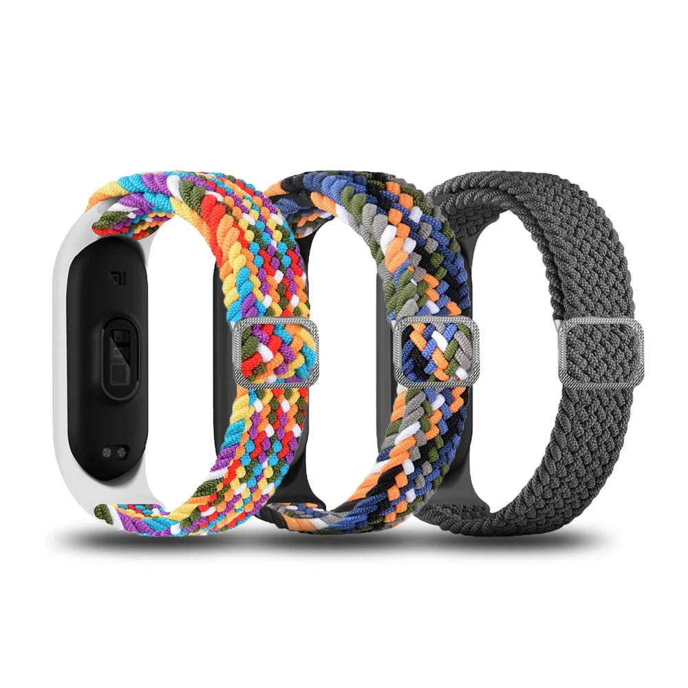 

Strap for Xiaomi Mi Band 7 6 5 4 3 Elastic Nylon Braided Adjustable Buckle Watchbands Replacement Watch Straps for Miband 6