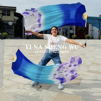 1Pair Silk Fans + Poi Rope 2 in 1 100% Real Silk Fan Belly Dance Silk Fans Long Fan Chinese Dance Fan Veils Belly Dance