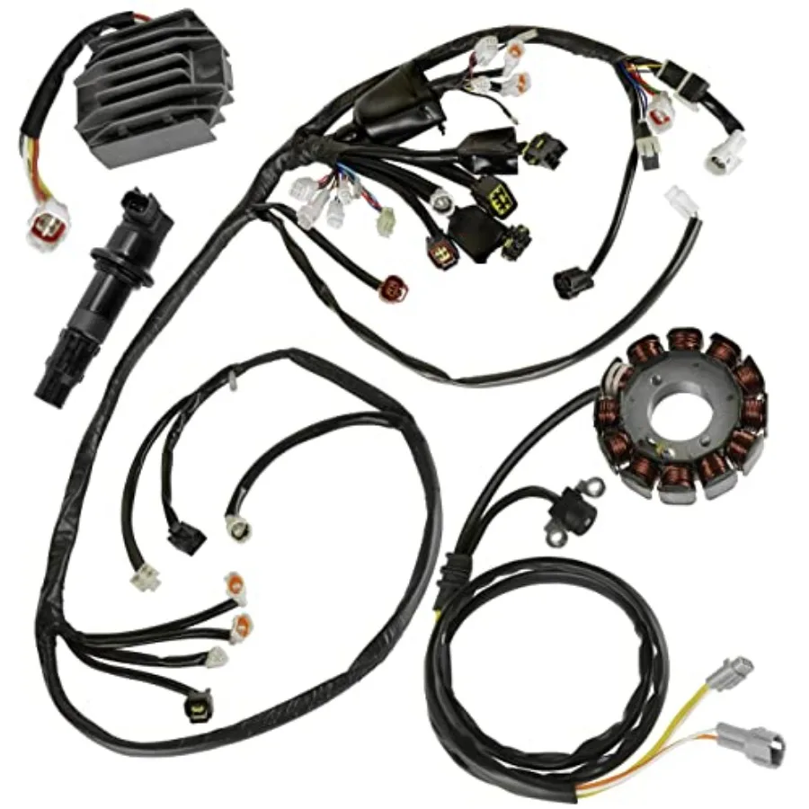 Wire Harness Stator Regulator with Coil for Motorcycle Electrical System Upgrade Compatible with Yamaha YFZ450 YFZ450SPV YFZ450