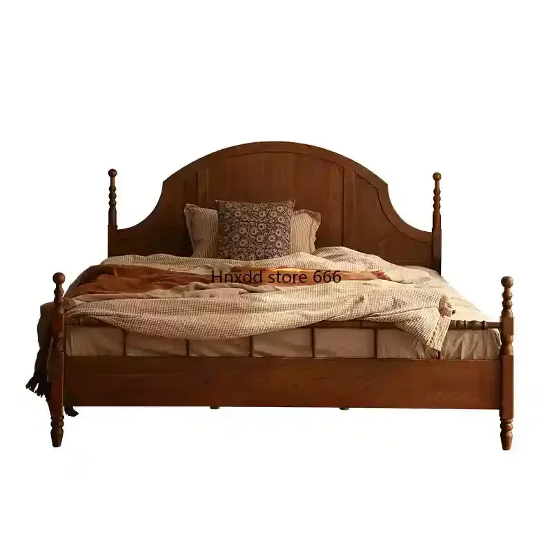 Nanyang double cherry wood caramel color double master bedroom marriage 1.8 meters