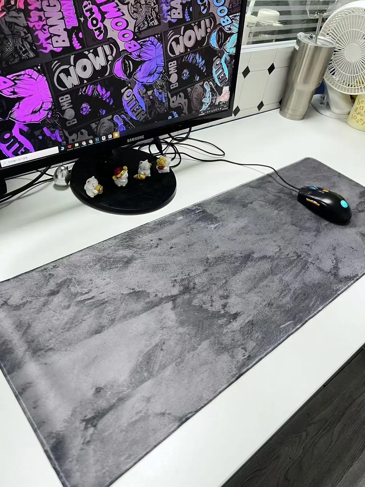 

Mousepad Gray Texture Deskmat Mouse Pad Desk Mat for Gamers Sakura Gaming Mats Accessories Laptop Mouse Mat Home Office Setup