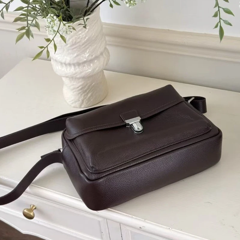 

Custom Initials Leather Box Messenger Bag For Women Luxury Designer Handbag Purse 2026 New In Cowhide Lock Wide Straps Shoulder