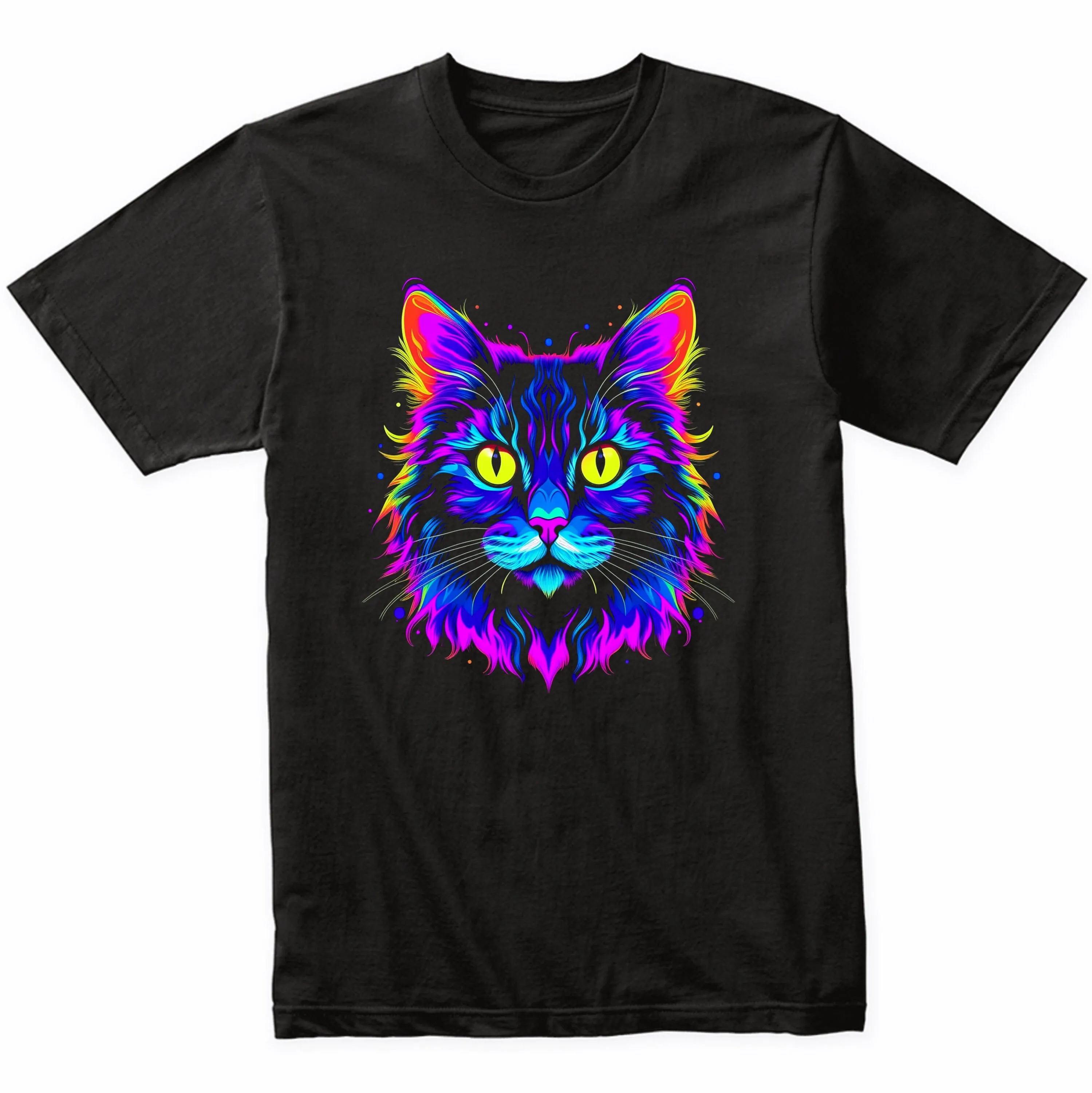 Somali Cat Psychedelic Art T Shirt Owner Vibrant Colorful Bright Watercolor Rainbow