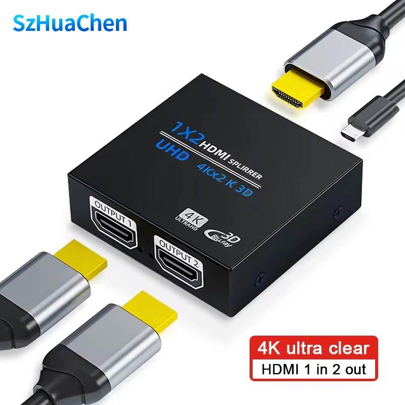 

4K HDMI-совместимый сплиттер Full HD 1080p видео HD переключатель 1X2 1X4 двойной дисплей для HDTV DVD PS3 Xbox