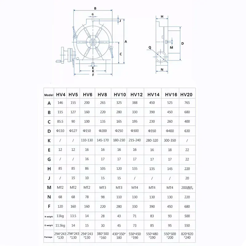 HV-10/TSL250 Manual Rotary Table For Cnc Milling Drilling Boring Engraving Machine