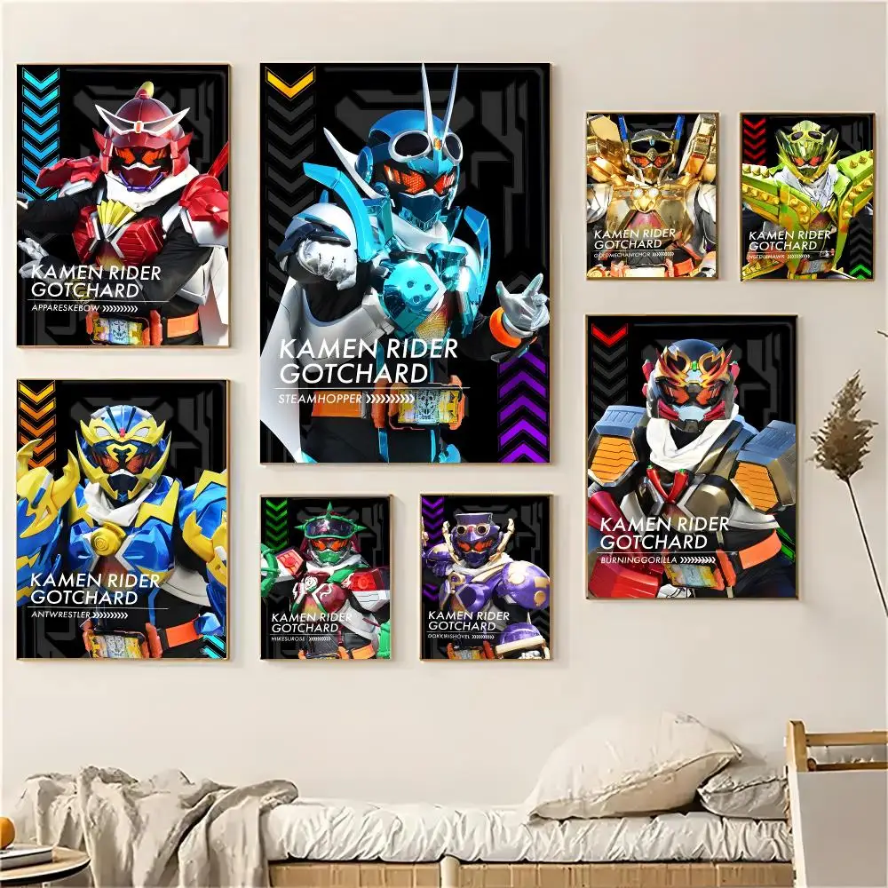 Kamen Rider G-Gotchard Poster Self-adhesive Decal Living Room Bedroom Party Bar Decor Moisture-proof Fade-resistant