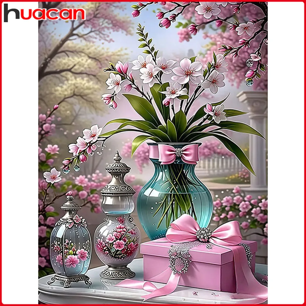 Huacan Neuheiten 2025, Diamant-Gemälde, Pflaumenblüten-Vase, Diamant-Stickerei, Blume, vollständig handgefertigtes Geschenk