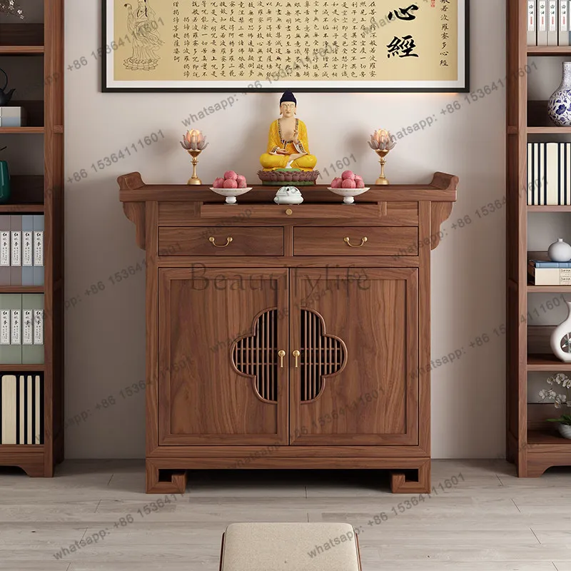 

Shrine offering table household solid wood Buddhist cabinet three-layer shrine