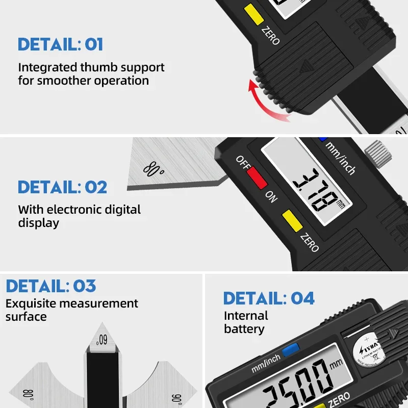 

Высокоточный цифровой штангенциркуль из нержавеющей стали 0,01 мм, электронная линейка сварных швов с нониусом для измерения