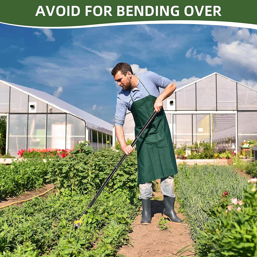 Houe à éraflure réglable en acier inoxydable - Houe Hula robuste à long manche de 40 à 75 pouces pour un désherbage efficace, les soins de la pelouse de la ferme du jardin