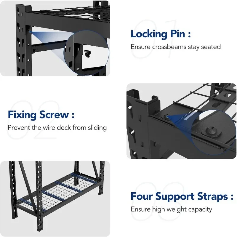 FLEXIMOUNTS-Prateleiras Pesadas Ajustáveis, Prateleiras de Garagem, Racks de Armazenamento, 3-Tier, 4650 Lbs Peso Capacidade, 4 Feet Tall, 2 Pack