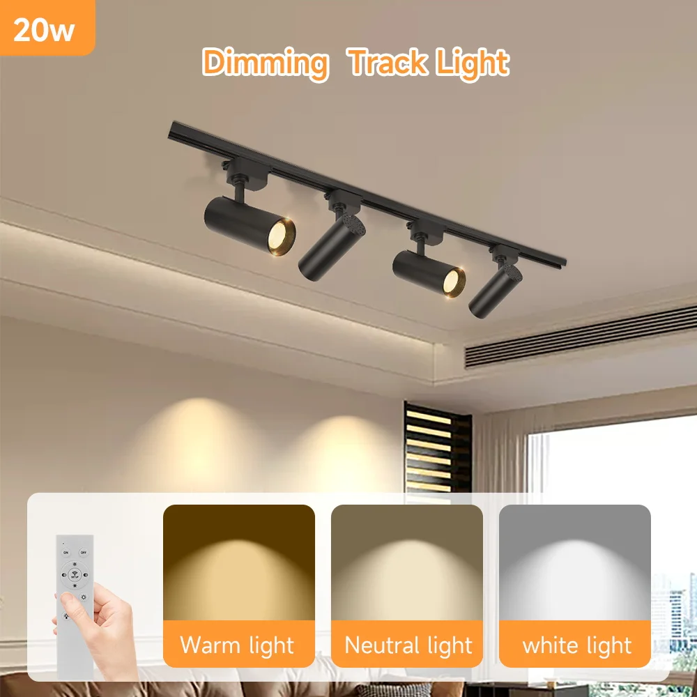 20W Remote Control Dimming Led Track Light Wall Track  Spot Lights for Home Decor Living Room Kitchen Led Ceiling Spotlights
