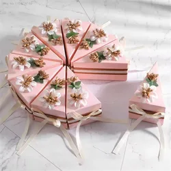 10pcs sky blue / pink sweet butterfly flower Cake style Candy Boxes Wedding Favors baby shower party Paper Gifts Box