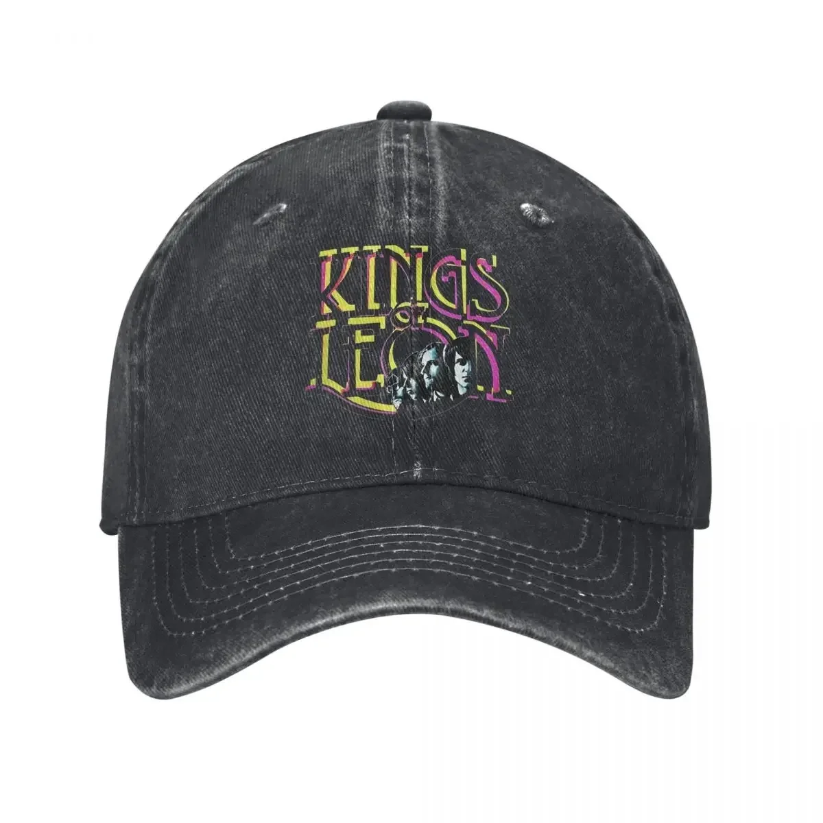kings-of-leon-estampa-de-banda-logotipo-vibrante-demin-bone-leve-feminino-bone-de-beisebol-masculino