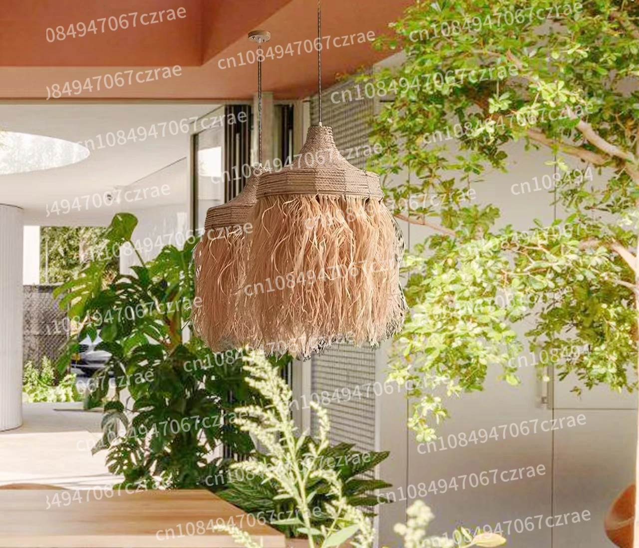 Wabi Sandy Wind Simple Chinese Handmade Environmentally Friendly Bamboo Weaving, Rattan Weaving, Lafite Straw Lampshade