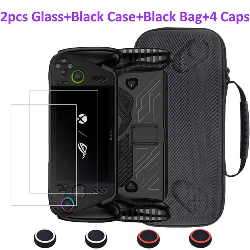 Kit de accesorios 4 en 1 para ROG Xbox Ally X, funda protectora con protector de pantalla y bolsa de transporte, cubierta de almacenamiento de TPU, tapas para pulgar