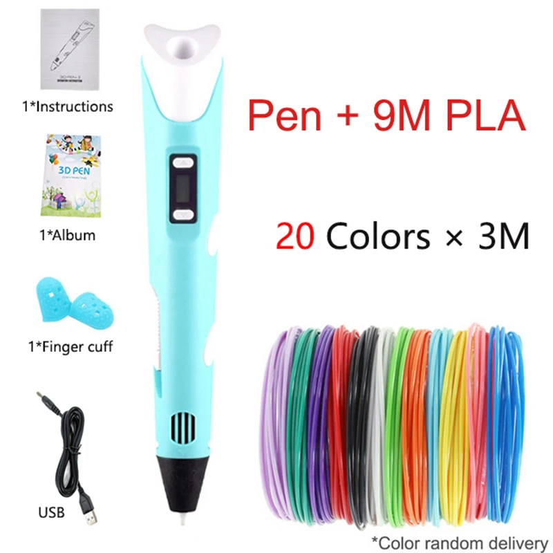 3D Printing Pen For Children 3D Drawing Colored Pencil with LCD Screen with PLA Filament Toys for Kids Christmas Birthday Gift