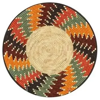 Round Area Rug Braided Boho Woven Carpet Colorful Concentric Circle for Living Room Bedroom Entryway Decor