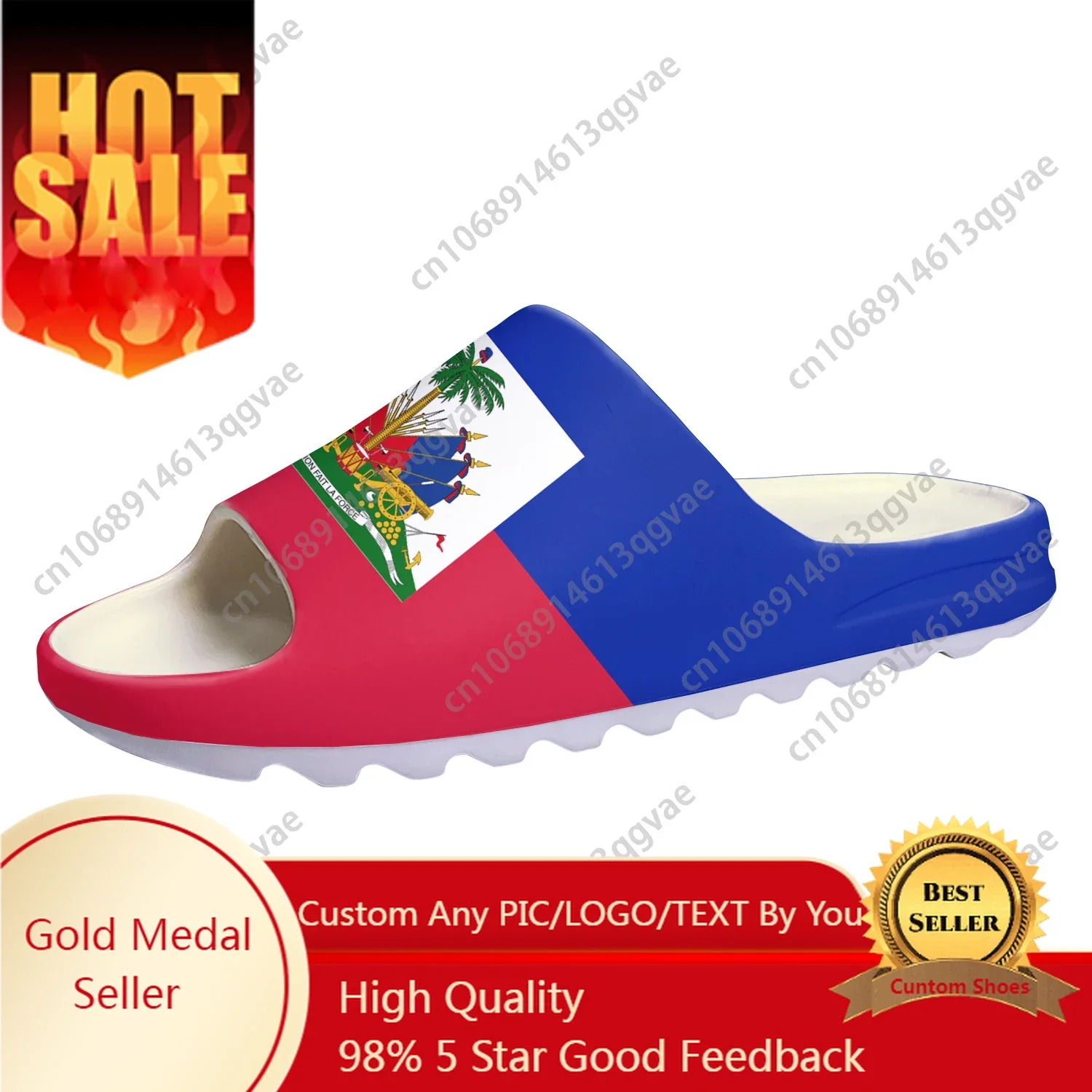 

Haitian Flag Soft Sole Sllipers Home Clogs Step on Water Shoes Mens Womens Teenager Beach Haiti Customize on Shit Sandals