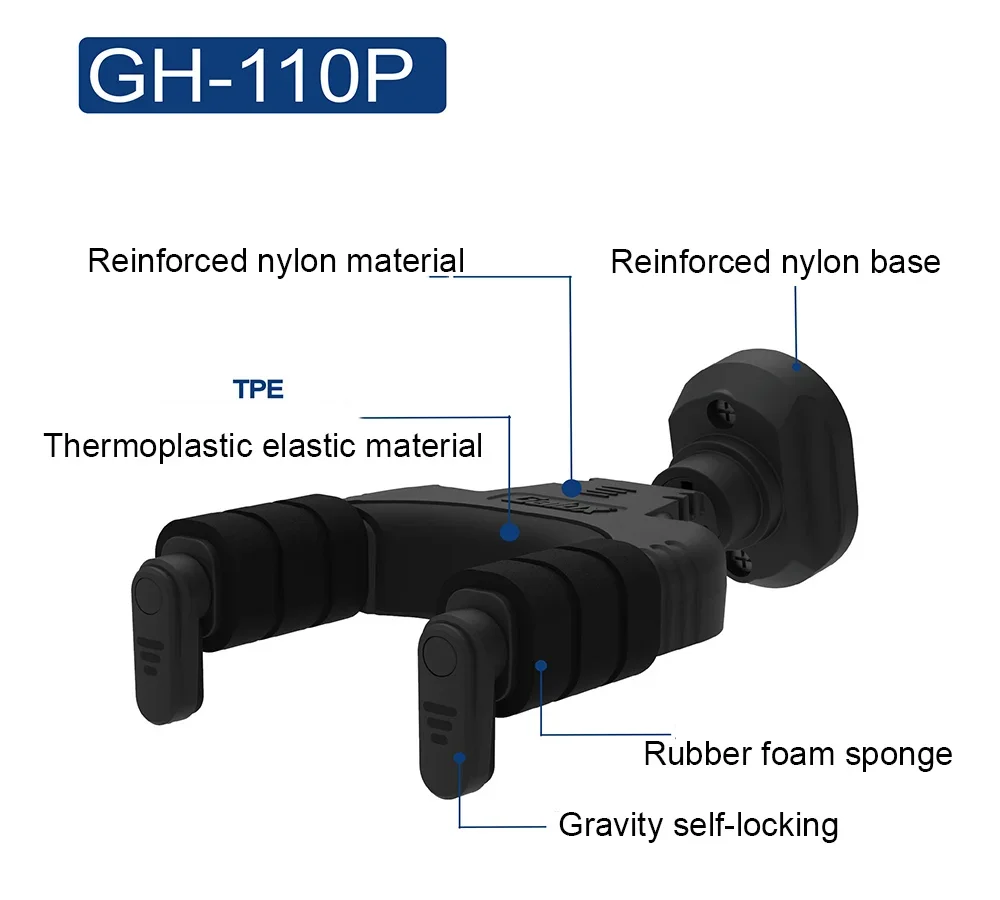Gravity Self-Locking Wooden Base Guitar Hooks Auto Lock Guitarra Hanger Hook Electric Guitar Wall Mount Bracket Holder GH-110P