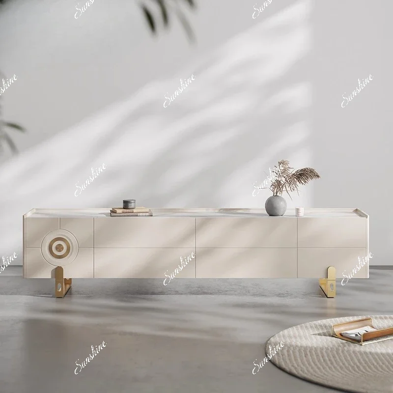 Combinação de mesa de centro moderna italiana minimalista para sala de estar armário de chão de laje de rocha FT