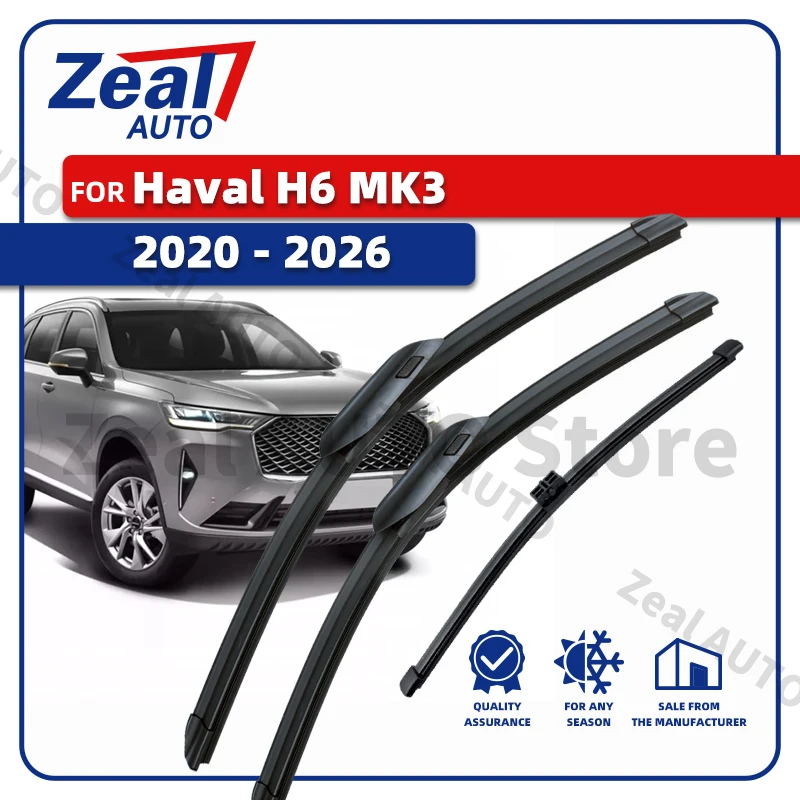 

LHD RHD Front Rear Wiper Blades For Haval H6 MK3 2021 - 2026 3pc Windshield Windscreen Rain Brushes Car Accessories Refills