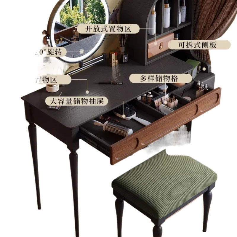 

Dresser, chest, integrated French retro bedroom, retractable makeup table at the end of the bed, solid wood dresser