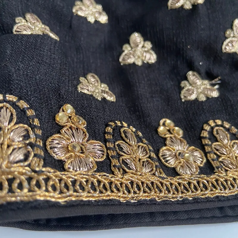 بلوزة ساري مصممة من Choli لحفلات الزفاف ملابس احتفالية بلوزة ساري جاهزة مع تطريز أسود أحمر أصفر غير قابلة للتمدد