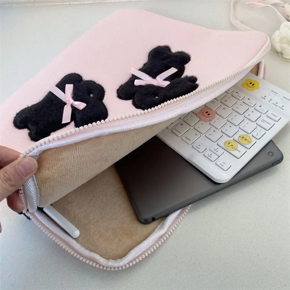 Cute Shockproof Laptop Sleeve Case Rabbit Cartoon Laptop Handbag Bow Large Capacity Tablet Protective Pouch