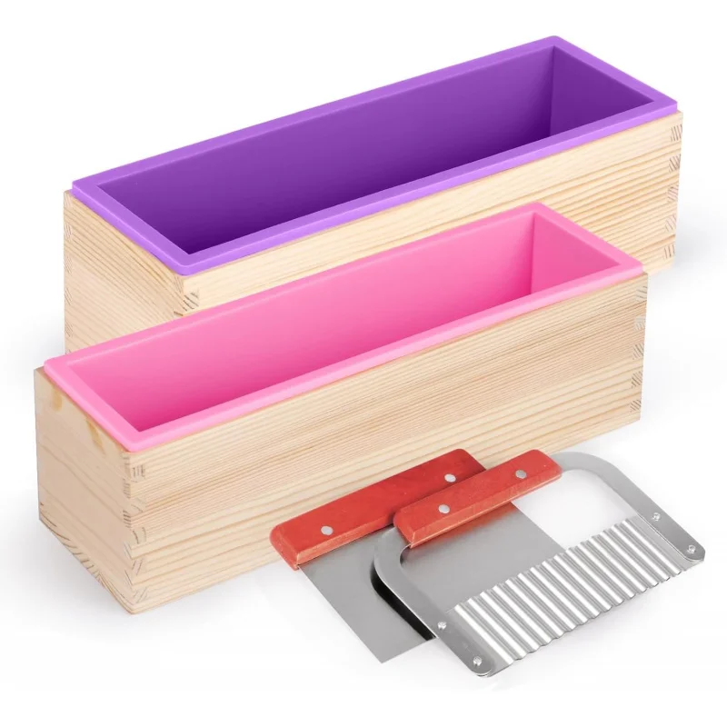 

1 Pieces42Ounce soap mold with wooden box，Used for making handmade soap DIY Creative Soap Making Kit，Reusable soap making mold
