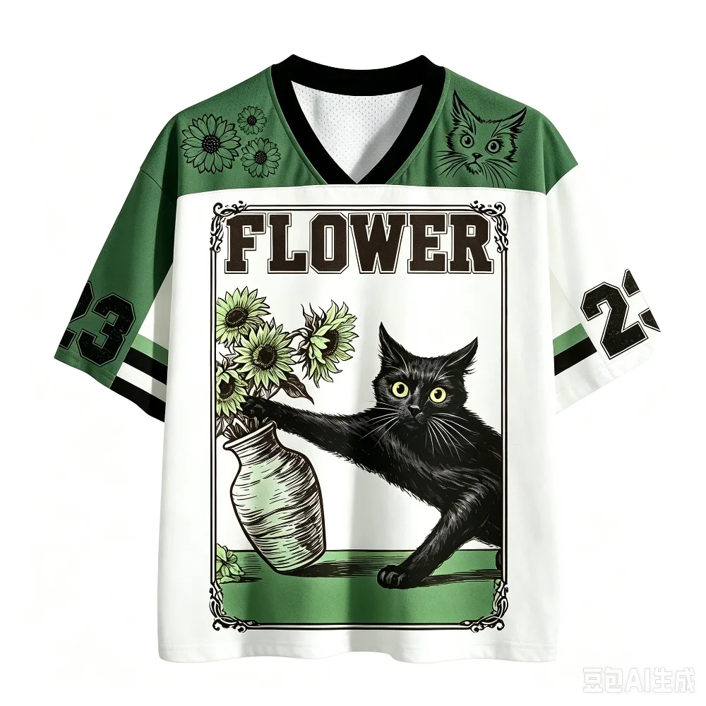 Lustiges Cartoon-Tier Katzenpfoten 3D-Druck Sport Schnelltrocknend Atmungsaktiv Herren V-Ausschnitt T-Shirt Outdoor Casual Mode Y2K Punk Eltern-Kind – Detail 5