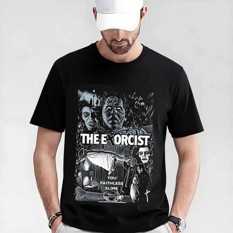 

Retro Horror Movie The Exorcist 0317 Sacry Halloween Gift t shirt Supernatural Darkness World Graphic Clothes Large size Tops