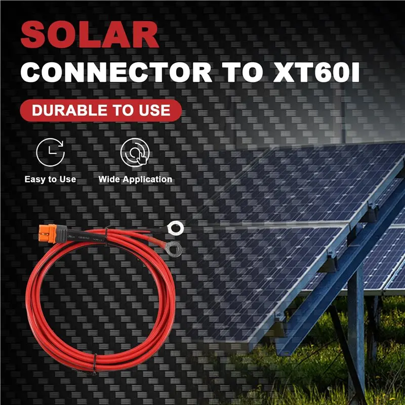 ABZC 12AWG XT60i Female to O Ring Connector Cable, 200CM Solar Charge Adapter for Power Station Battery Pack