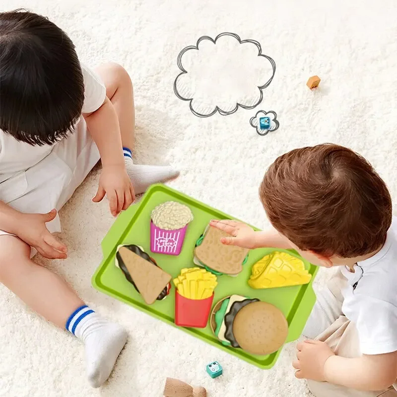 9pcs Children pretend play house toy Checeller mini hamburger fries western food kitchen set Detachable Plastic mock toys model