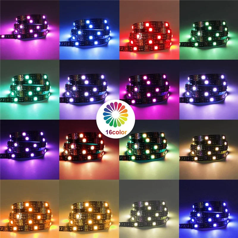 TV LED Backlight Waterproof led strip 5v 30leds/M 5M/16.4ft LED Lighting for home decoration 5050 DIY Colors LED for Gaming PC