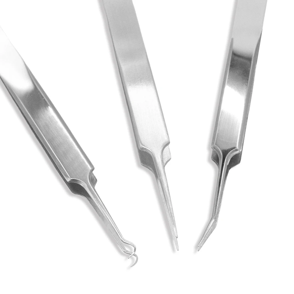 High quality Curved+ Straight  steel Curved+ Straight  false eyelash extension tweezer makeup tool   tweezer