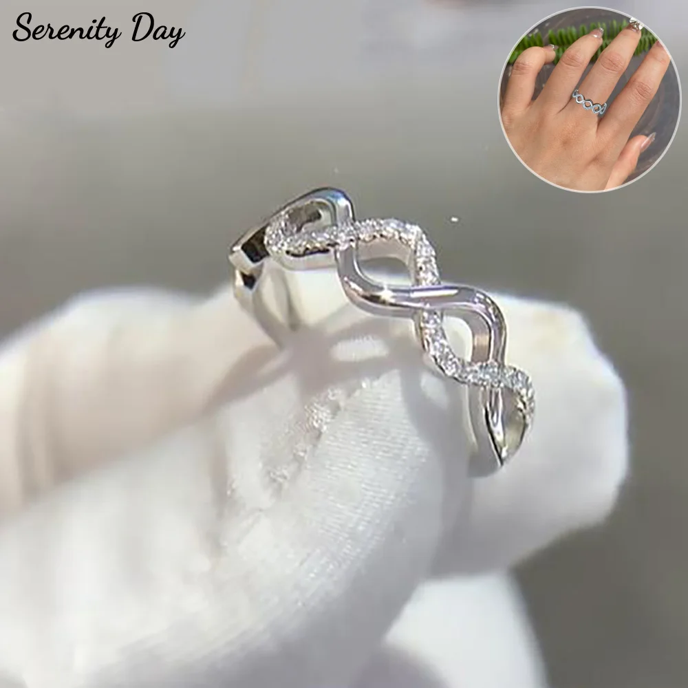 Serenity 1mm D Color Moissanite Rings for Women Gift 100% S925 Sterling Silver Plated 18K Cross-threaded Row Rings Fine Jewelry