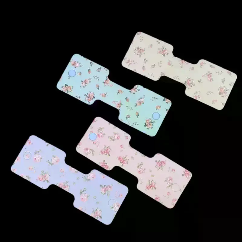 200pcs Korean Floral Print Paper Packing Cards For Handmade Hair Jewelry Necklace Display Tags Hairband Hanging Price Labels