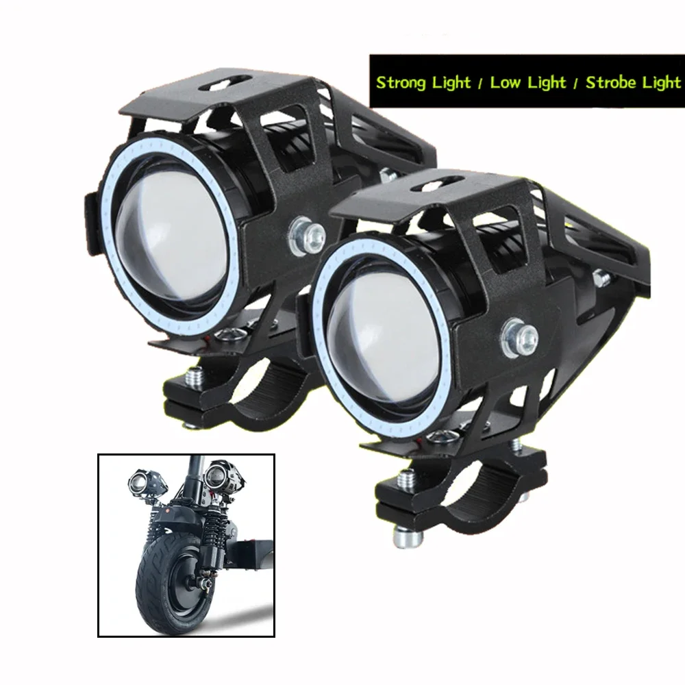 Electric Scooter Headlight Led External  Strong Light  DIY Modified Motorcycle Strobe  Angel Eye