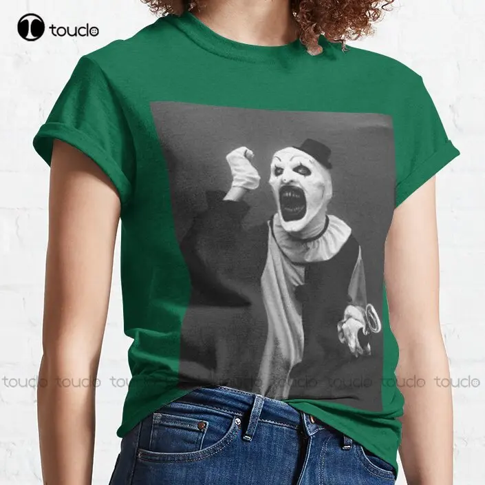 Terrifier Art The Clown Horror Scary Halloween Classic T-Shirt White Shirts Cotton Outdoor Simple Vintage Casual Tee Shirts New